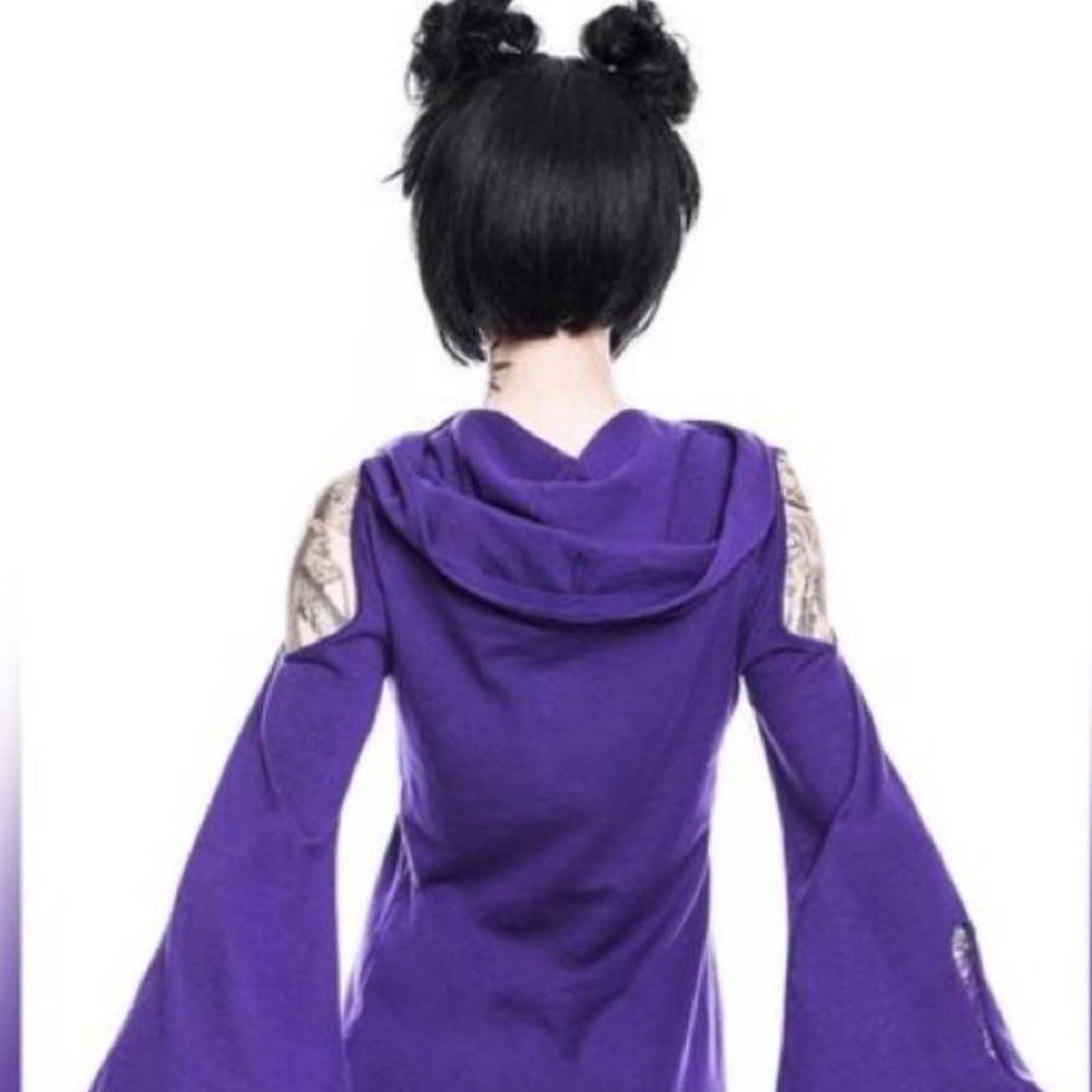 Killstar Distressed Spare Knit Hooded Dress/Tunic from Dollskill- Small - Picture 5 of 7